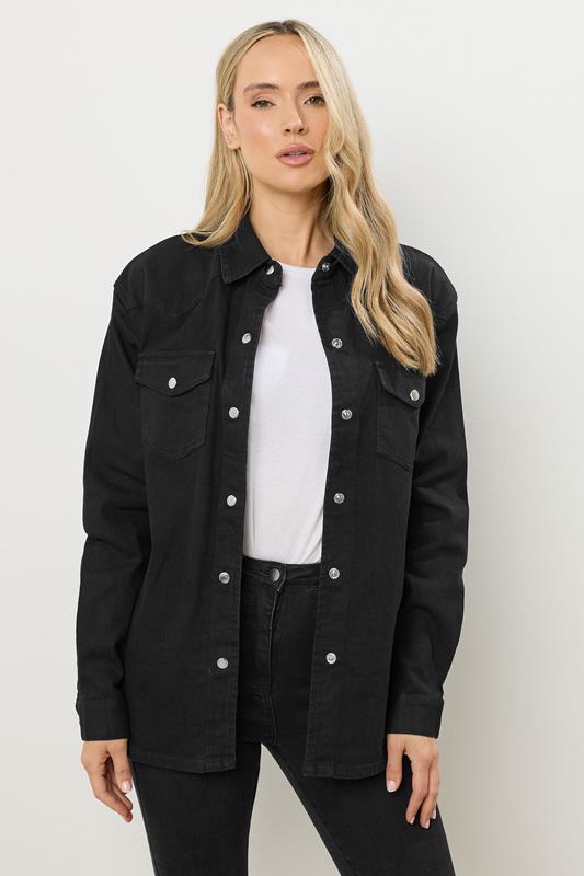 LTS Tall Black Denim Mid Wash Cotton Shirt | Long Tall Sally 1