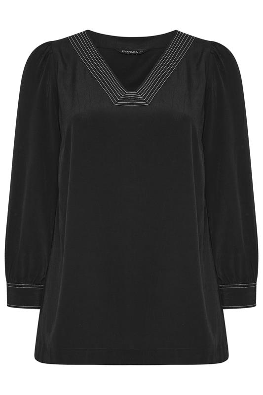 EVANS Plus Size Black Stitch Detail Blouse | Evans 7