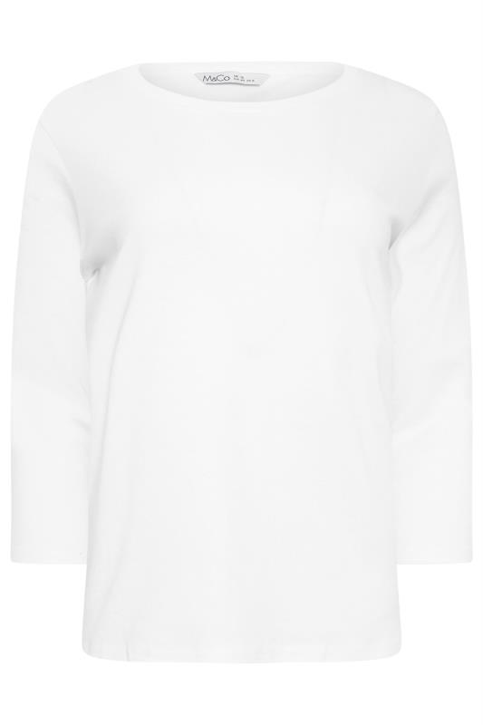 M&Co White 3/4 Sleeve Cotton Top | M&Co  5