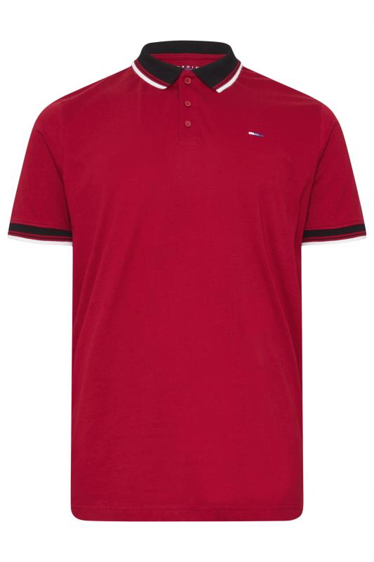 BadRhino Big & Tall Red Contrast Tipped Detail Polo Shirt | BadRhino 6