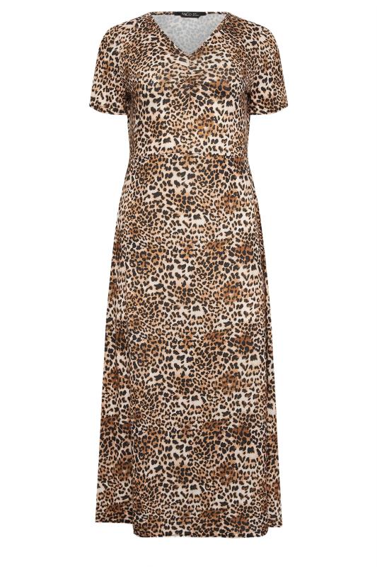 M&Co Brown Leopard Print V-Neck Dress | M&Co 6