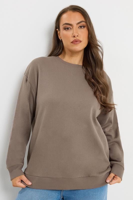 YOURSET Plus Size 2 PACK Chocolate Brown & Mocha Brown Sweatshirts | Yours Clothing 2