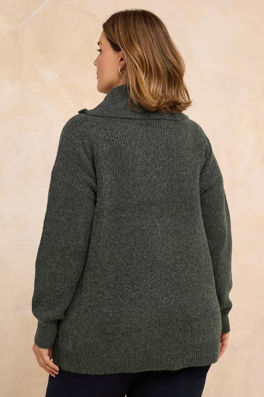 EVANS Curve Grey Double Ended Zip Cardigan | Evans 2