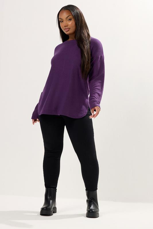YOURS Plus Size Purple Soft Touch Jumper | Yours Clothing 1