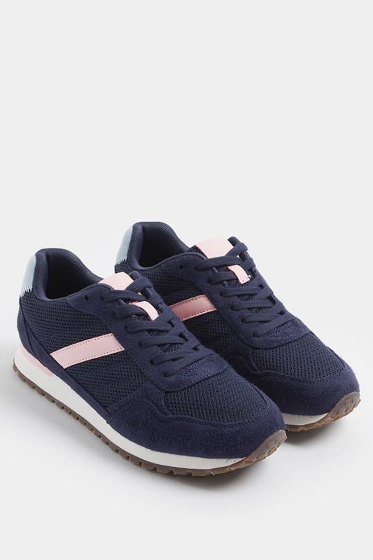  Yours Navy Blue Colourblock Trainers In Extra Wide EEE Fit