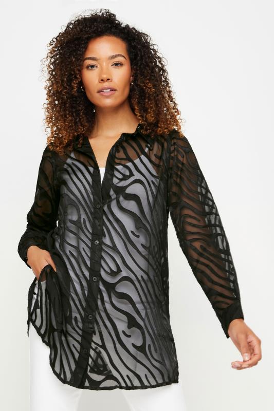M&Co Black Zebra Print Long Sleeve Mesh Shirt | M&Co 5