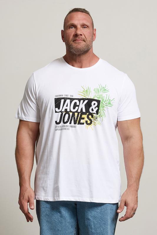  JACK & JONES Big & Tall White Contrast Logo Print T-Shirt