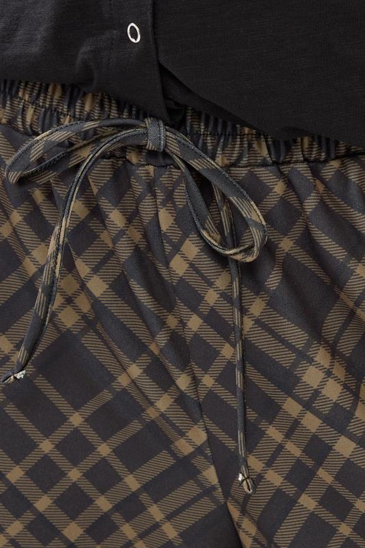 PixieGirl Petite Chocolate Brown Check Wide Leg Trousers | PixieGirl 4