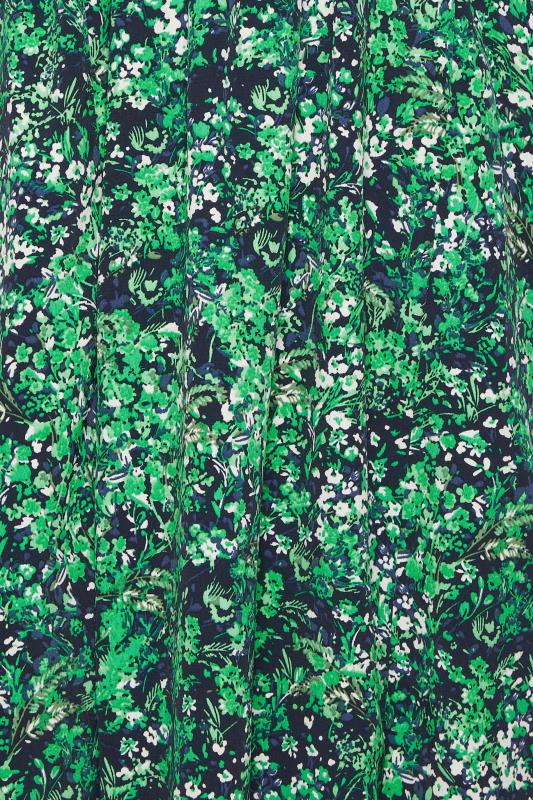 M&Co Green Floral Print Shirred Waist Midi Dress | M&Co 5