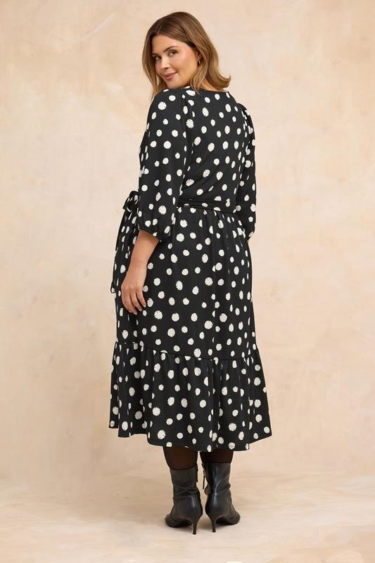 EVANS Plus Size Black Polka Dot Jersey Wrap Dress | Evans 2