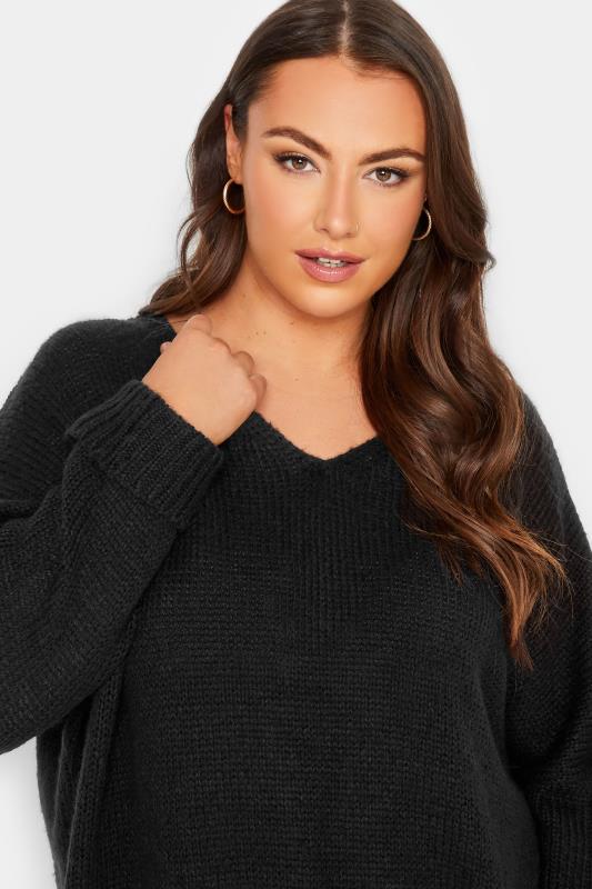 Plus Size Curve Black Drop Sleeve Knitted Jumper Dress | Yours Clothing 4