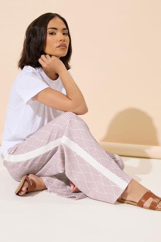  PixieGirl Petite Pink Jacquard Side Stripe Wide Leg Trousers