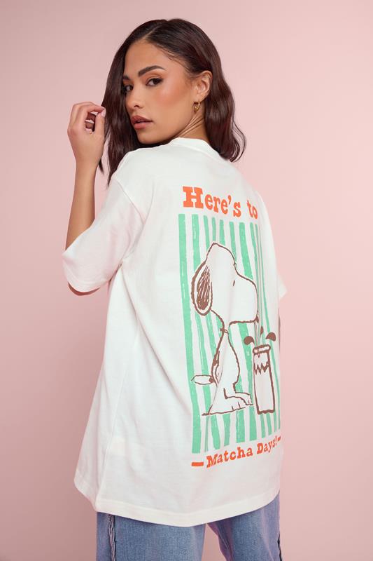  PixieGirl Petite White Snoopy Matcha Graphic Cotton T-Shirt