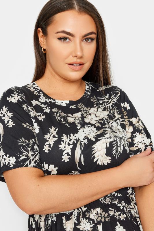 YOURS Plus Size Black Floral Print Midaxi Dress | Yours Clothing 4