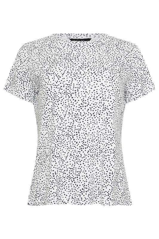 M&Co White Spot Print Crew Neck Cotton T-Shirt | M&Co 5