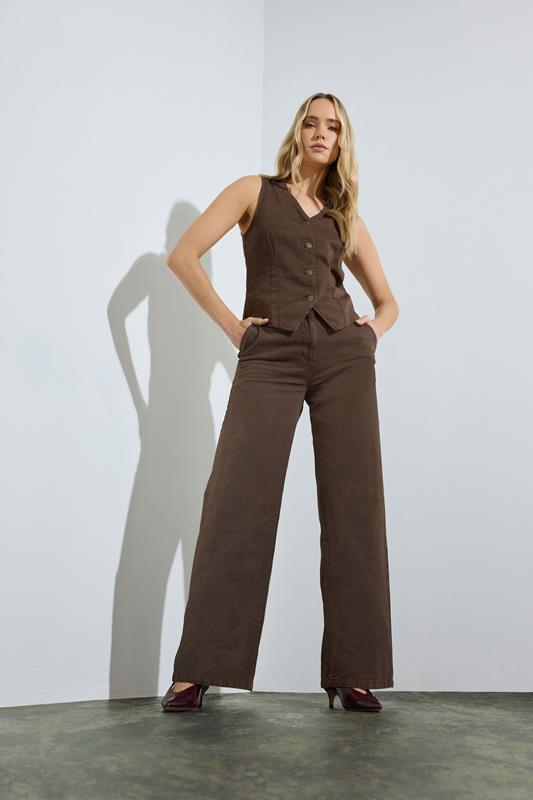 LTS Tall Chocolate Brown Cotton Wide Leg Jeans