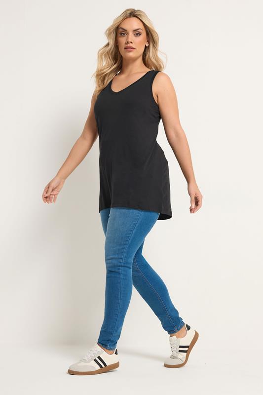 YOURS Plus Size Black V-Neck Core Vest Top | Yours Clothing 1