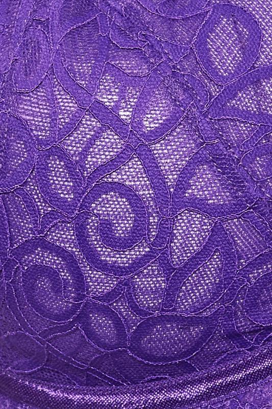 YOURS Plus Size Purple Swirl Lace Strap Detail Underwired Bra | Yours Clothing  5