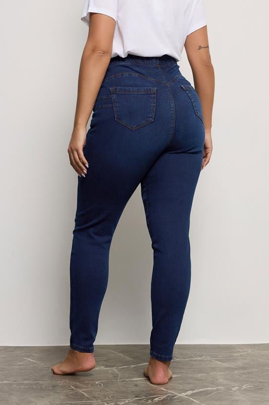 Plus Size Indigo Blue Pull On Bum Shaper LOLA Jeggings | Yours Clothing 2