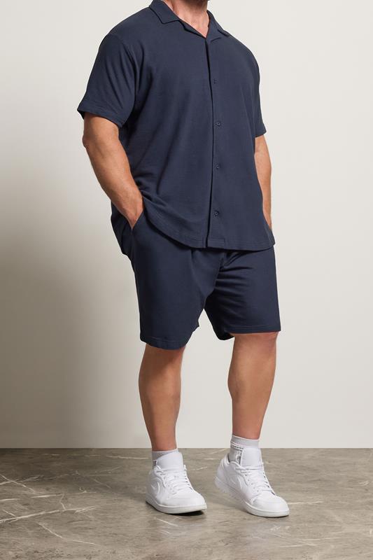 BadRhino Big & Tall Navy Blue Textured Shorts | BadRhino 1
