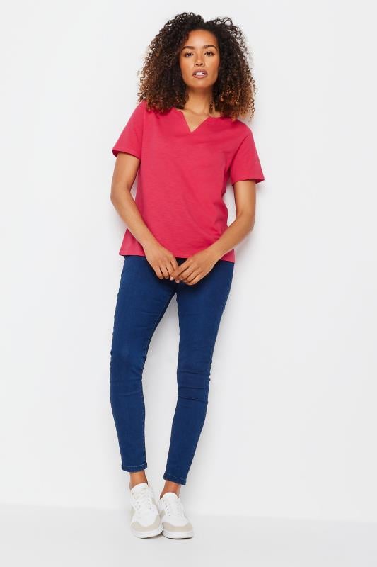 M&Co Raspberry Pink Notch Neck T-Shirt | M&Co 2
