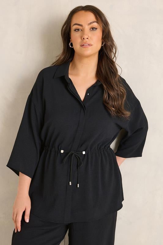 EVANS Plus Size Black Collared Shacket | Evans 1