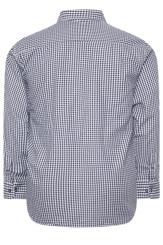 KAM Big & Tall Navy Blue Long Sleeve Gingham Shirt | BadRhino 4