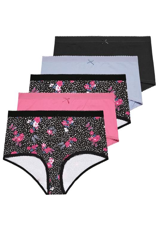 YOURSET Curve 5 PACK Black Butterfly Full Briefs