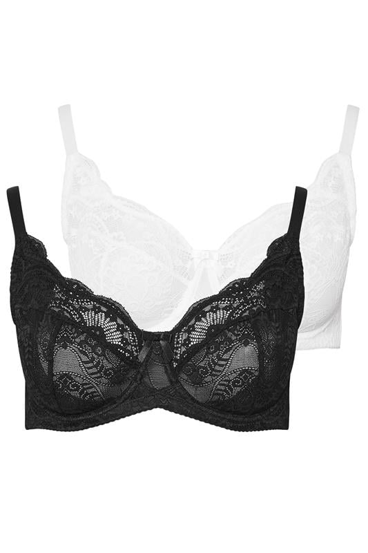 YOURSET 2 PACK Curve Black & White Swirl Lace Bras