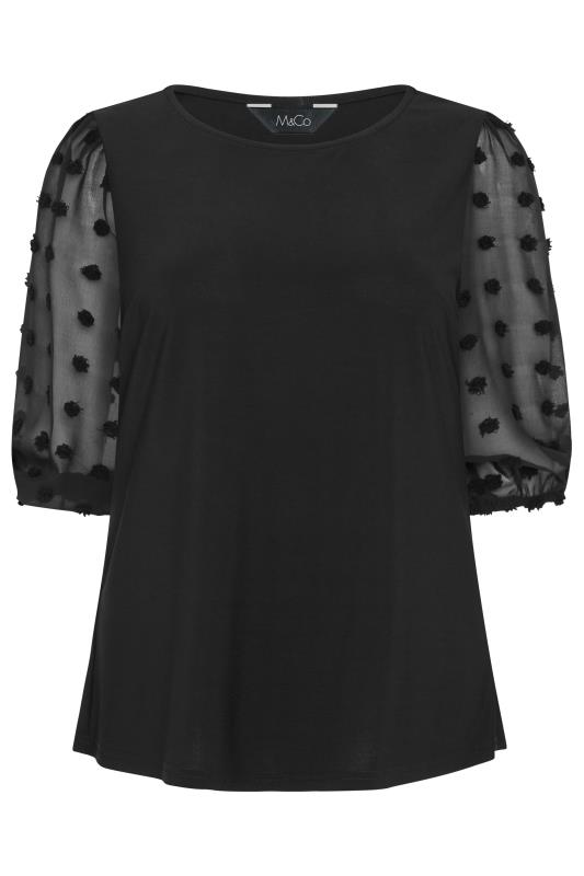 M&Co Black Dobby Sleeve Blouse 6