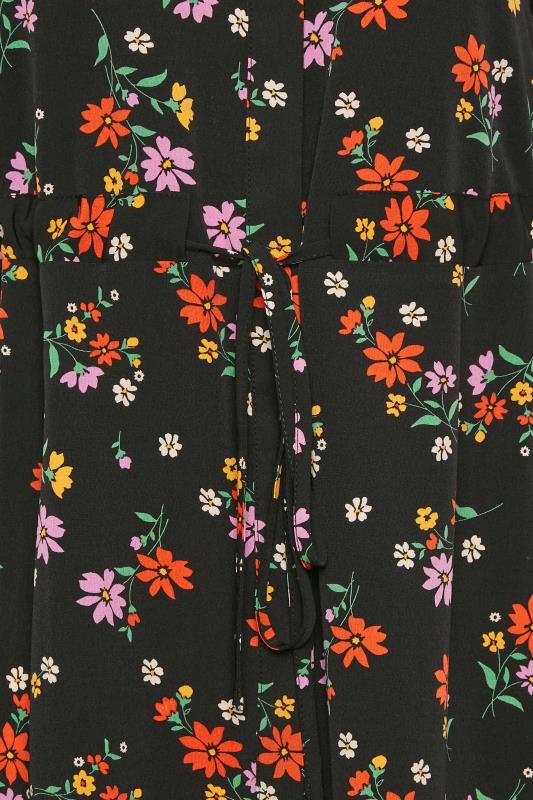 M&Co Black Floral Print Tie Waist Tunic Shirt | M&Co 4