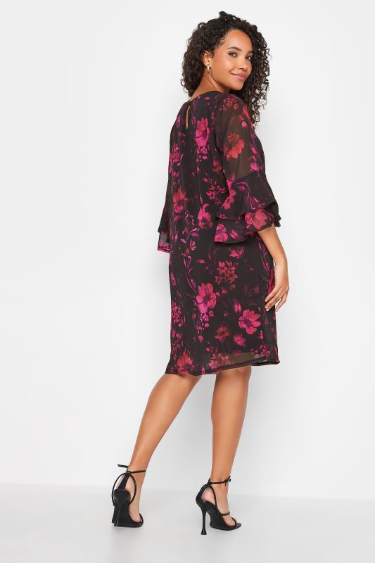 M&Co Black Floral Print Flute Sleeve Shift Dress | M&Co 4