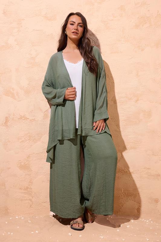 EVANS Curve Khaki Green Longline Cover-Up Cardigan