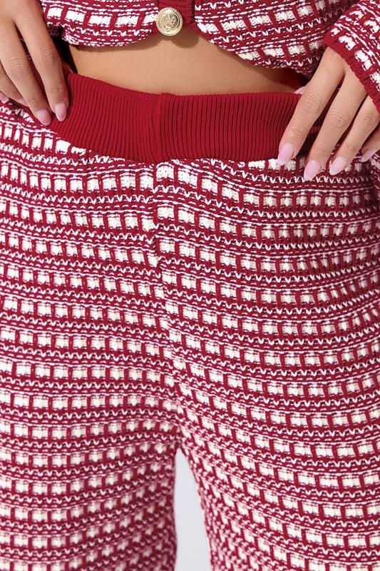 LIMITED COLLECTION Plus Size Red Boucle Wide Leg Trousers | Yours Clothing 4