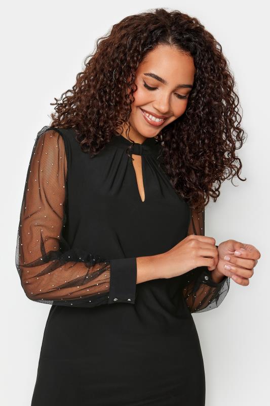 M&Co Black Embellished Mesh Sleeve Shift Dress | M&Co 4