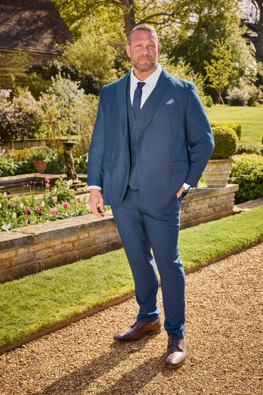 BadRhino Tailoring Big & Tall Blue Textured Suit Jacket