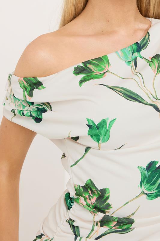 STAR White Floral Draped Midi Dress | StarByJM 4