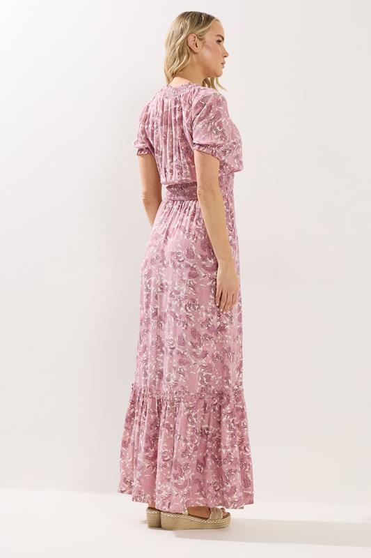 LTS Tall Women's Pink Floral Shirred Maxi Dress | Long Tall Sally 4