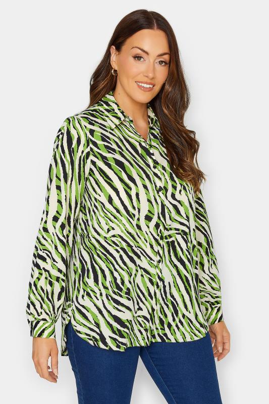 M&Co Green Zebra Print Long Sleeve Shirt | M&Co 1