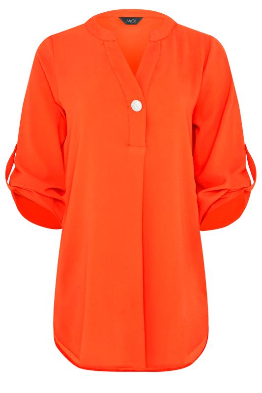 M&Co Bright Orange Statement Button Tab Sleeve Blouse | M&Co 6