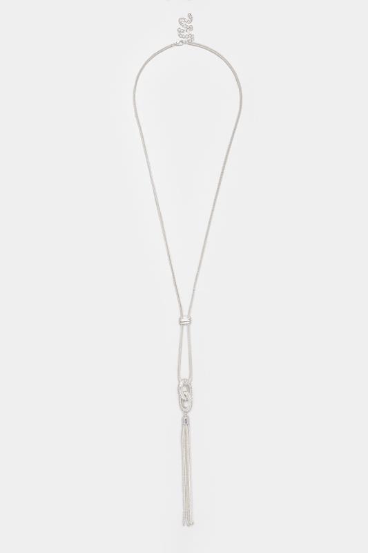 Silver Tone Diamante Link Long Necklace | Yours Clothing 1