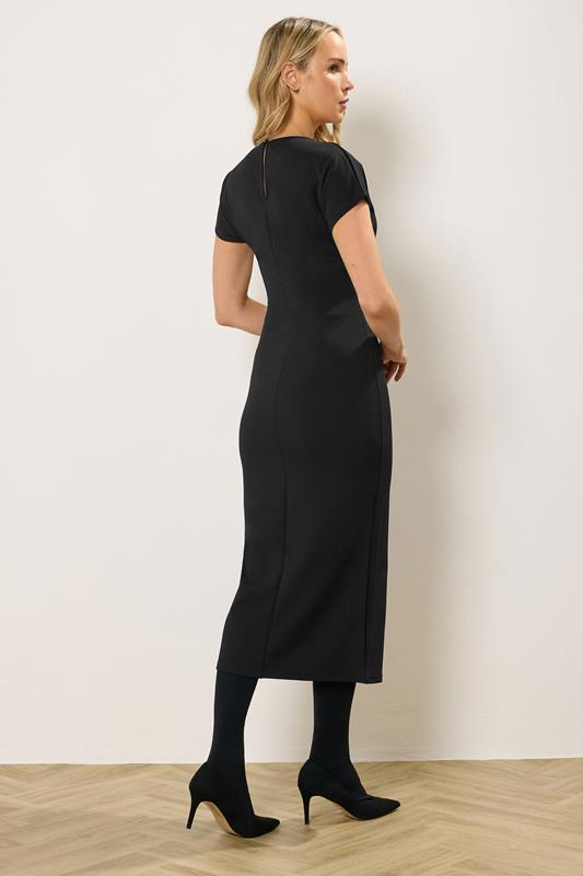 LTS Tall Women's Black Twist Short Sleeve Midi Dress | Long Tall Sally 2