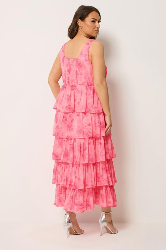 YOURS Plus Size Pink Floral Ruffle Dress | Yours Clothing 2