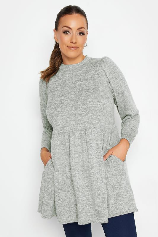 Women's  M&Co Grey Soft Touch Smock Top