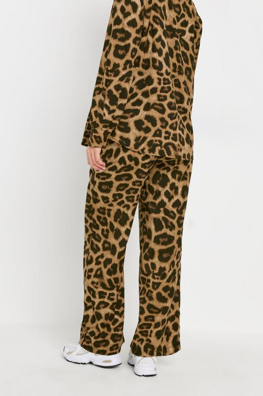 PixieGirl Petite Women's Brown Leopard Print Drawstring Wide Leg Trousers | PixieGirl 2