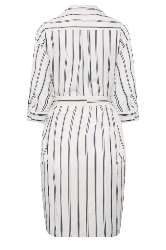 M&Co White & Navy Blue Stripe Print Tie Waist Tunic Shirt Dress | M&Co 7