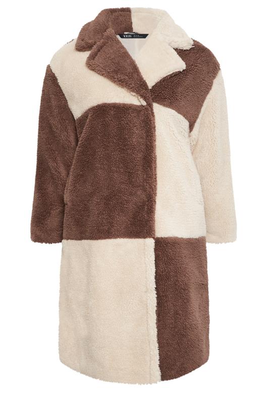 YOURS Plus Size Camel Brown Teddy Maxi Coat | Yours Clothing 6