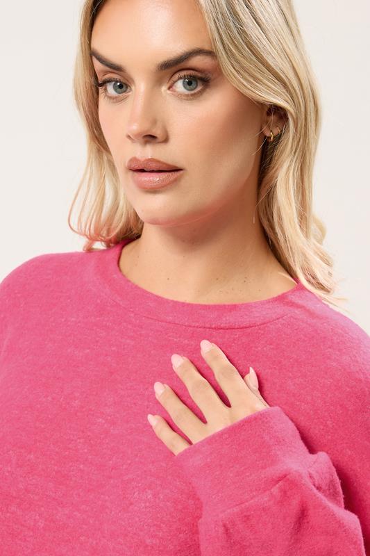YOURS Plus Size Hot Pink Soft Touch Jumper Dress | Yours Clothing 4