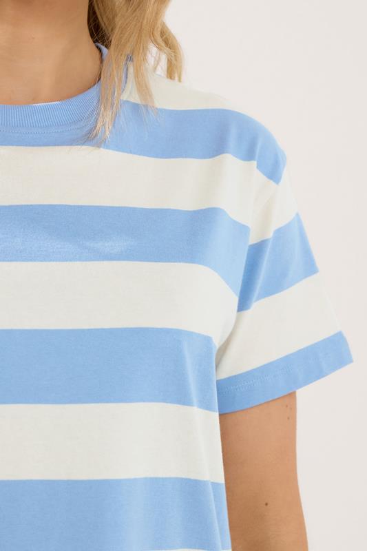 LTS Tall Women's White & Blue Stripe Cotton Oversized T-Shirt | Long Tall Sally 4