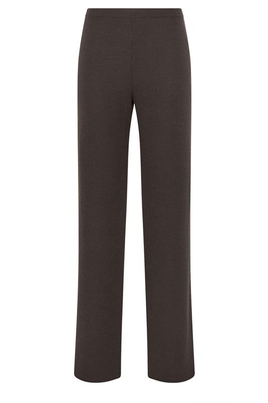 LTS Tall Women's Chocolate Brown Ribbed Wide Leg Trousers | Long Tall Sally 5